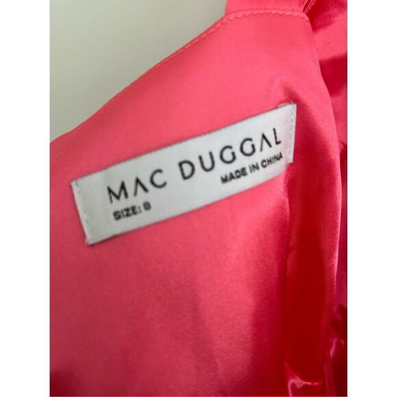 Mac Duggal 67981 Tie Shoulder Sweetheart Satin Ballgown Coral Women's Size 8 - Picture 6 of 10